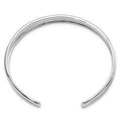 Sterling Silver RH-plated Polished Three Line Cuff Bangle QB1370