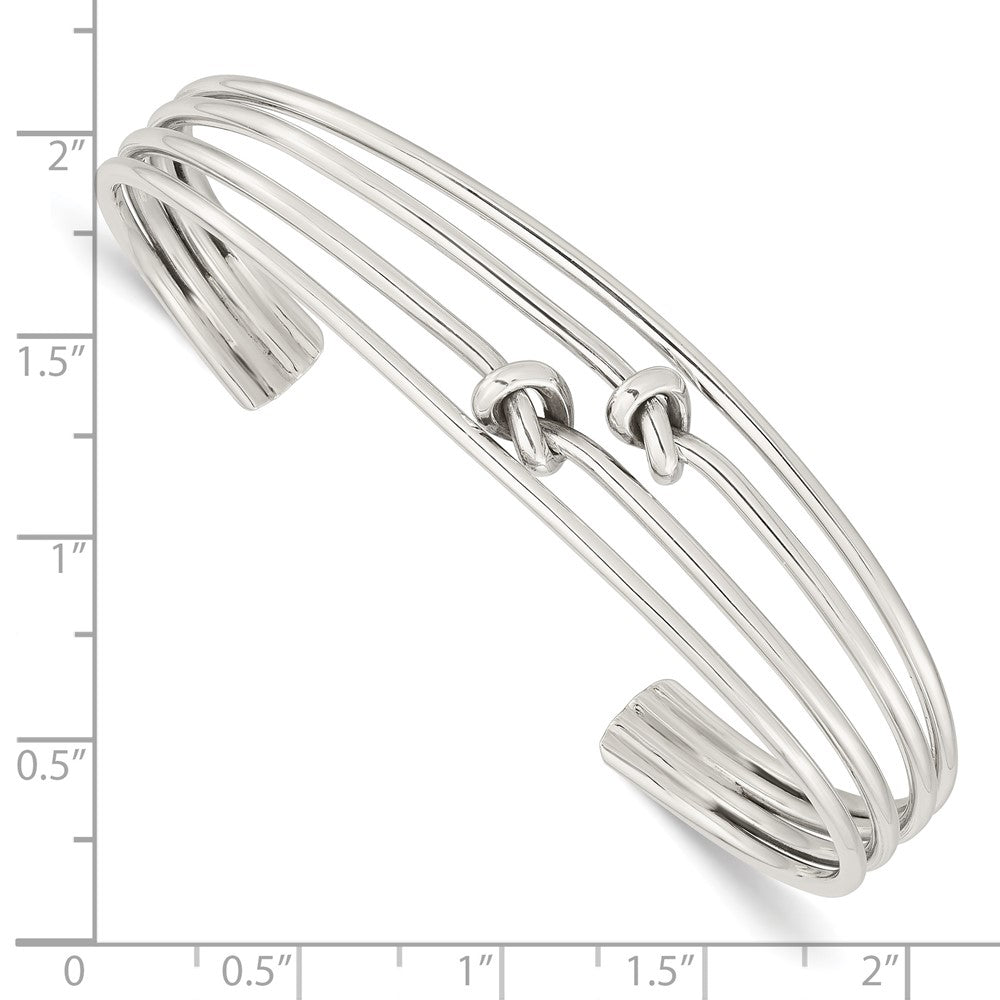 Sterling Silver Polished 4 Band Knots Cuff Bangle QB1373