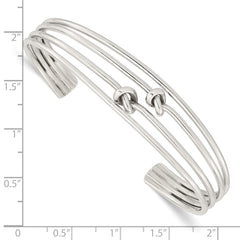 Sterling Silver Polished 4 Band Knots Cuff Bangle QB1373