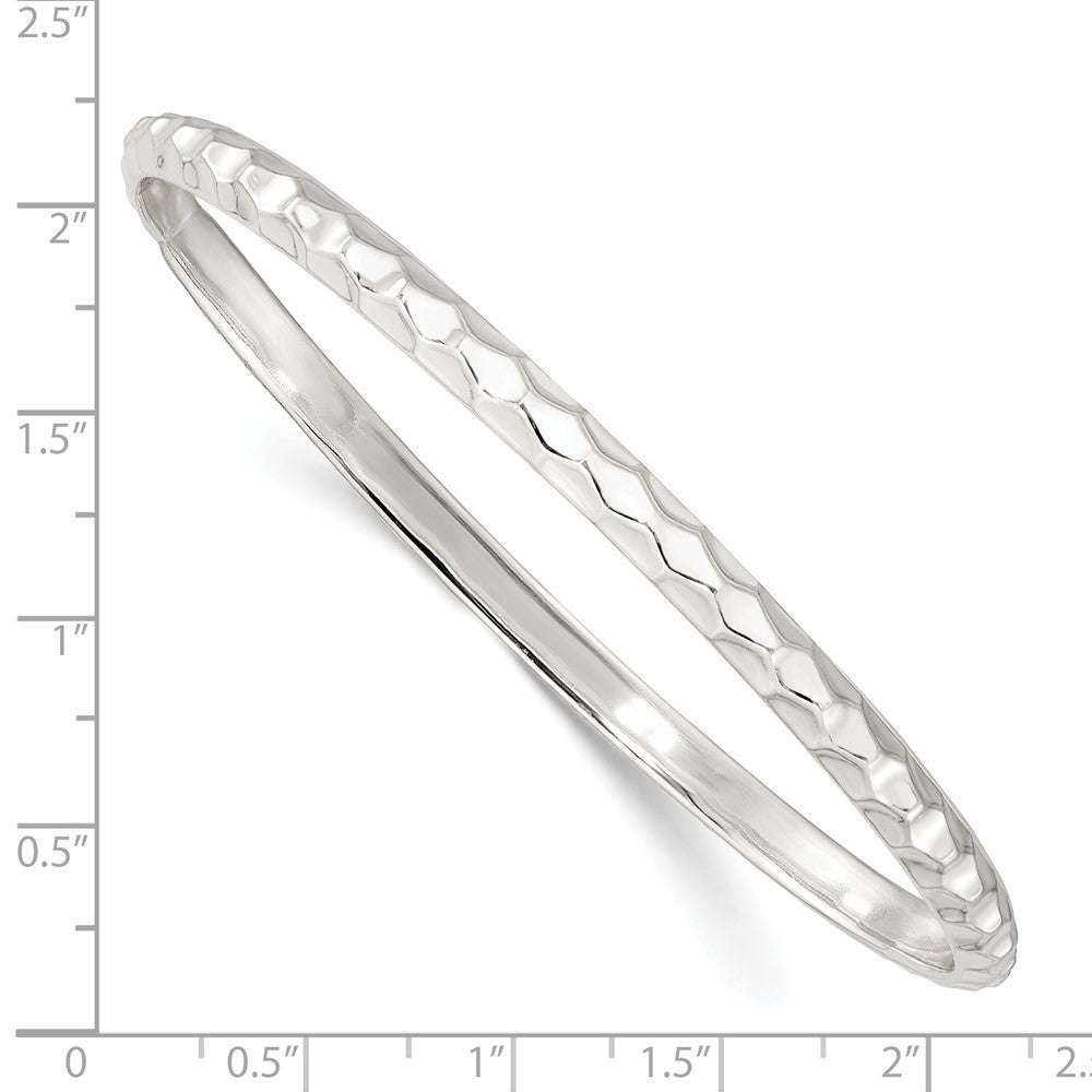 Sterling Silver Textured 4mm Slip-on Bangle QB1389