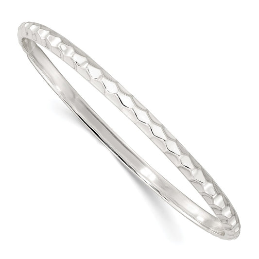 Sterling Silver Textured 4mm Slip-on Bangle QB1389