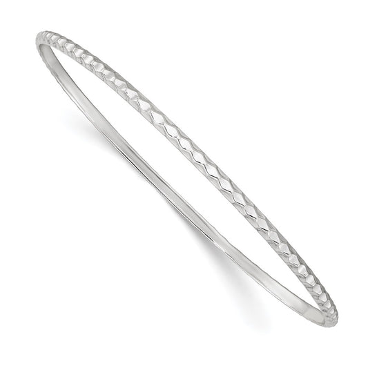 Sterling Silver Polished 2.5mm Textured Slip-on Bangle QB1390