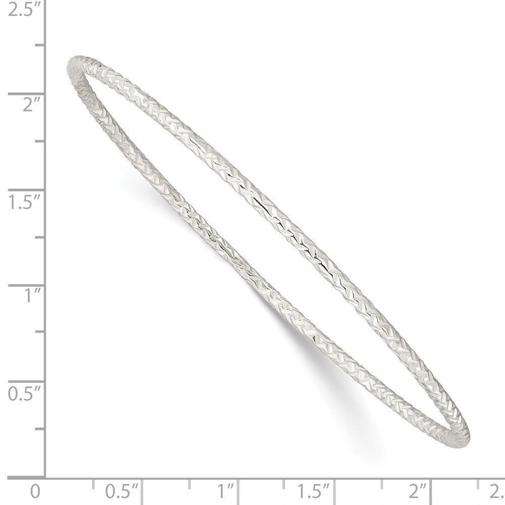 Sterling Silver Diamond-cut 2mm Slip-on Bangle QB1396