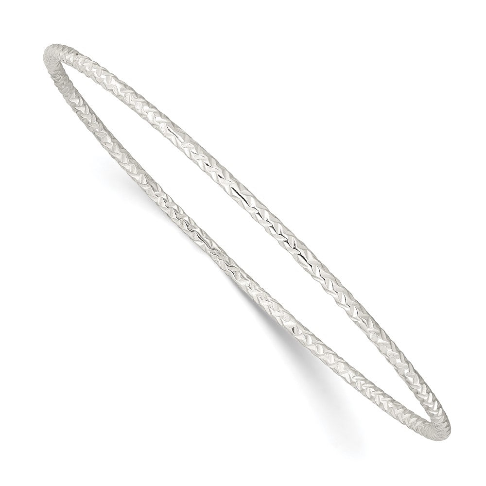 Sterling Silver Diamond-cut 2mm Slip-on Bangle QB1396