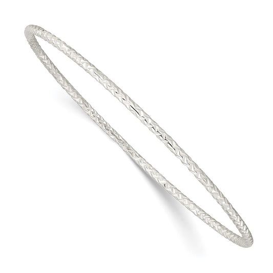Sterling Silver Diamond-cut 2mm Slip-on Bangle QB1396
