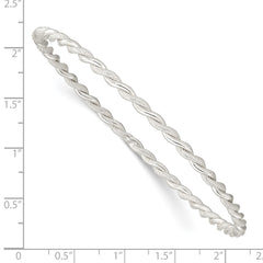Sterling Silver Polished and Textured Twisted 3mm Slip-on Bangle QB1397