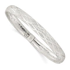 Sterling Silver Laser-cut X-Design 7.5mm Oval Flexible Bangle QB1402