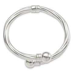 Sterling Silver Polished Twist Patterned Hinged Bangle QB1405