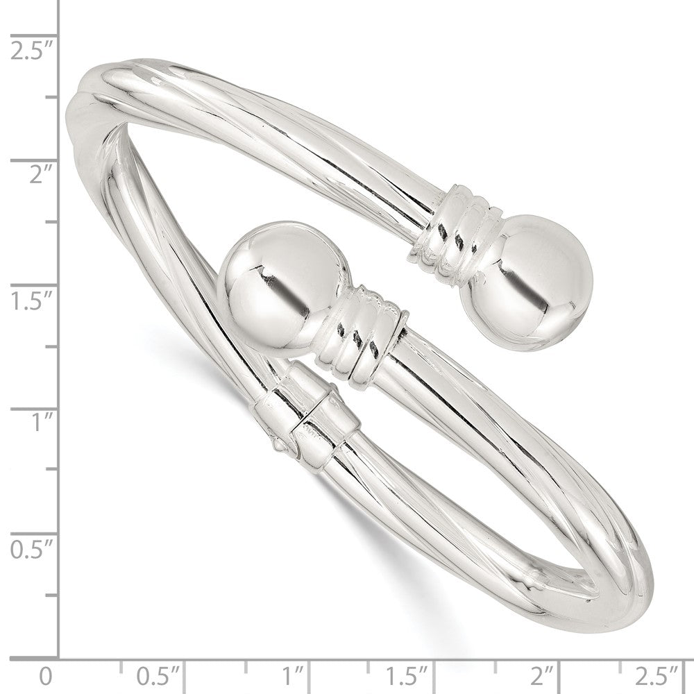 Sterling Silver Polished Twist Patterned Hinged Bangle QB1405