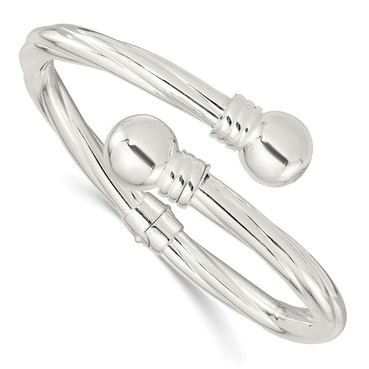 Sterling Silver Polished Twist Patterned Hinged Bangle QB1405