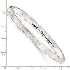 Sterling Silver Polished Textured Hinged Bangle QB1418