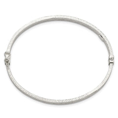 Sterling Silver Polished Greek Key Design Hinged Bangle QB1420