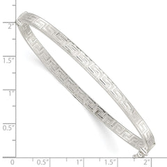 Sterling Silver Polished Greek Key Design Hinged Bangle QB1420