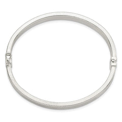 Sterling Silver Polished & Textured Hinged Bangle QB1421