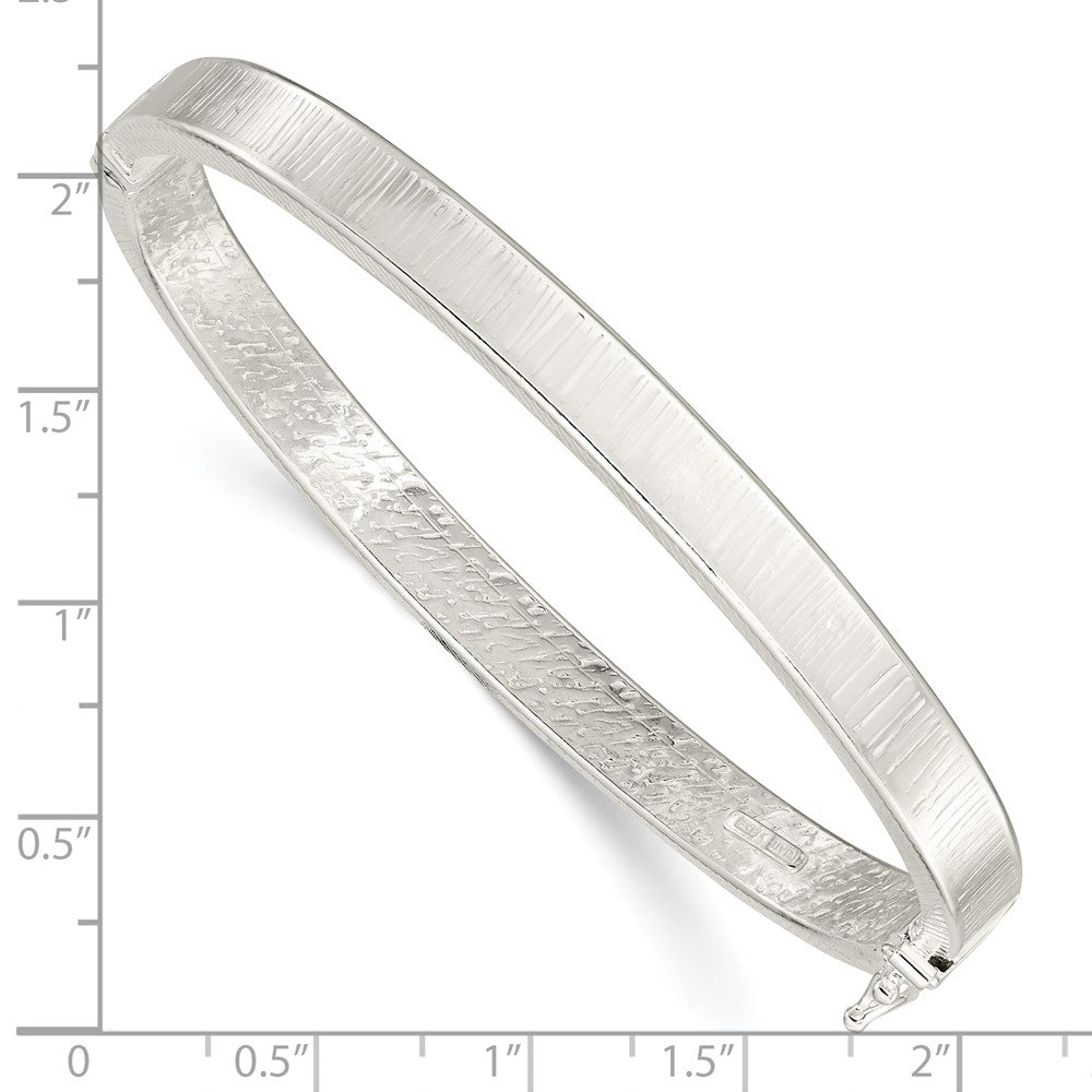 Sterling Silver Polished & Textured Hinged Bangle QB1421