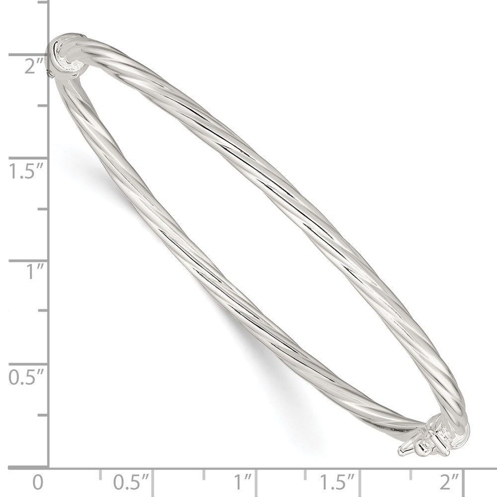 Sterling Sliver Polished Twisted Hinged Bangle QB1428