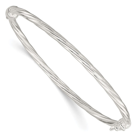 Sterling Sliver Polished Twisted Hinged Bangle QB1428