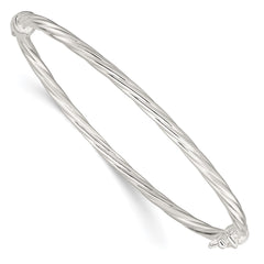 Sterling Sliver Polished Twisted Hinged Bangle QB1428