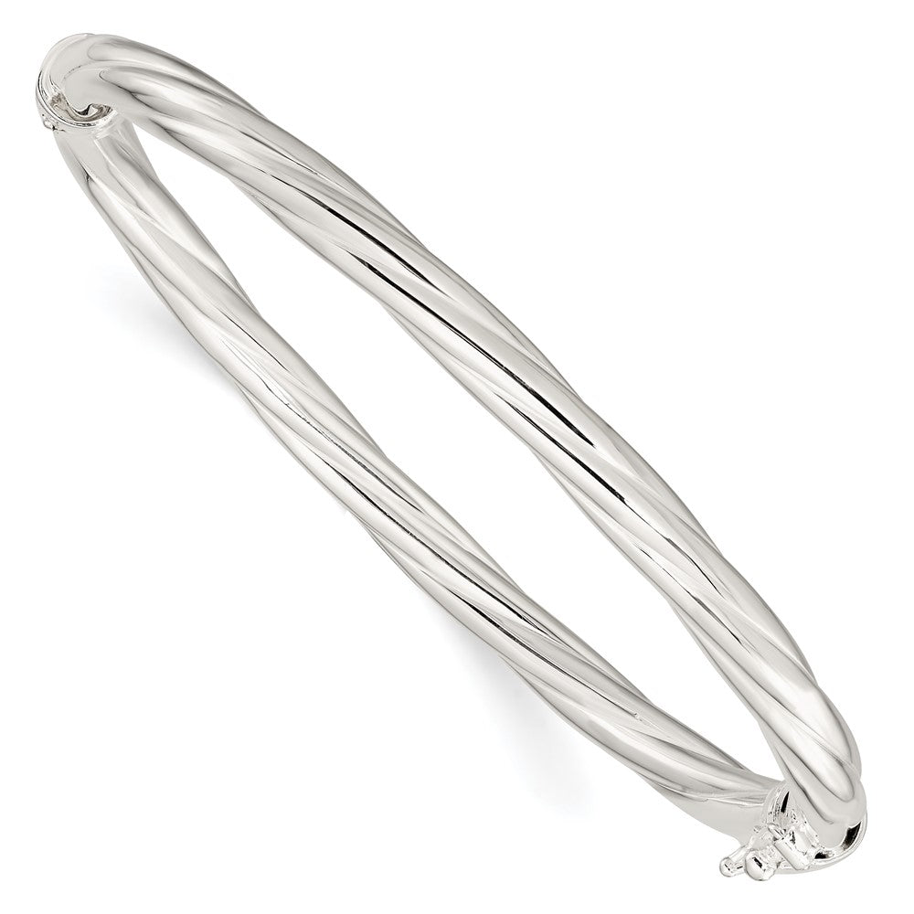 Sterling Silver Polished Twisted Hinged Bangle QB1429