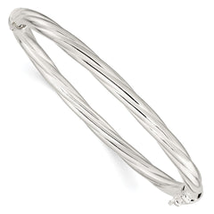 Sterling Silver Polished Twisted Hinged Bangle QB1429