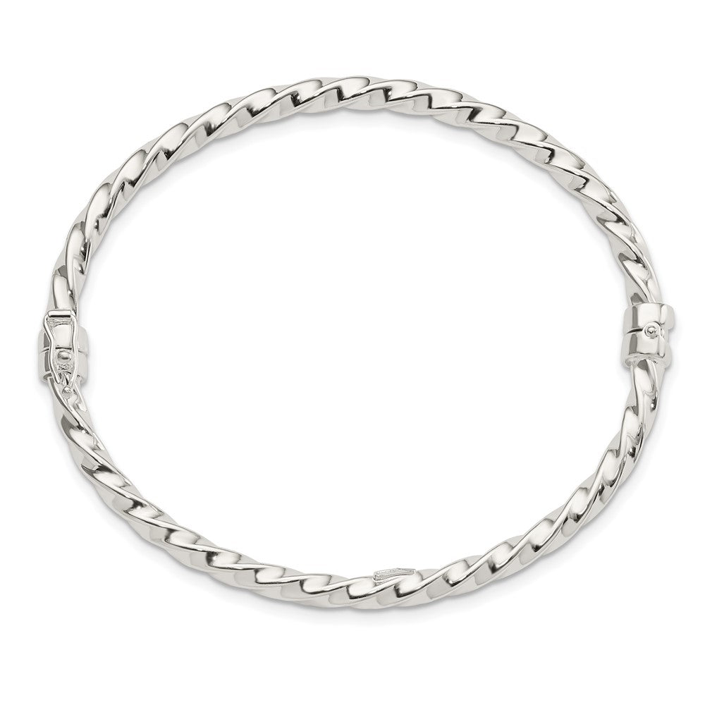 Sterling Silver Polished Twisted Hinged Bangle QB1430