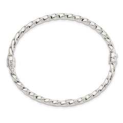 Sterling Silver Polished Twisted Hinged Bangle QB1430