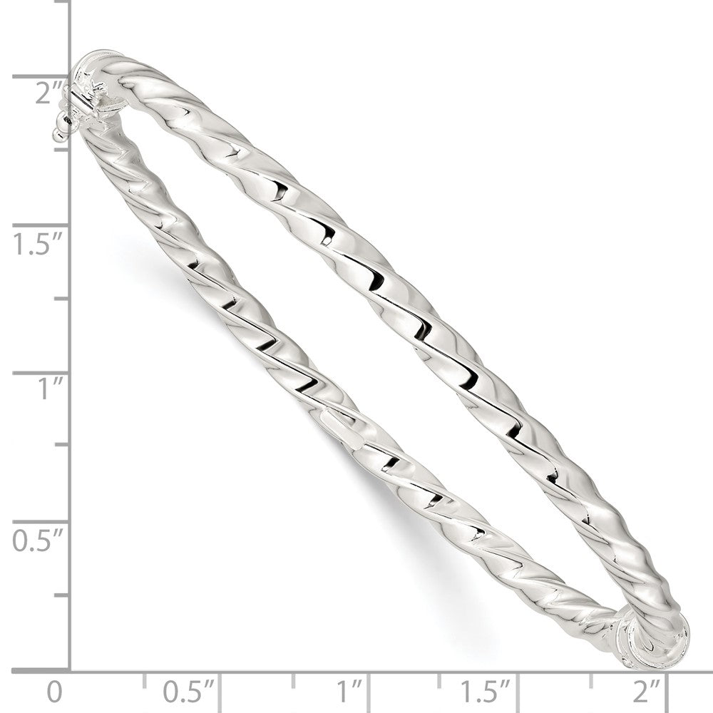 Sterling Silver Polished Twisted Hinged Bangle QB1430