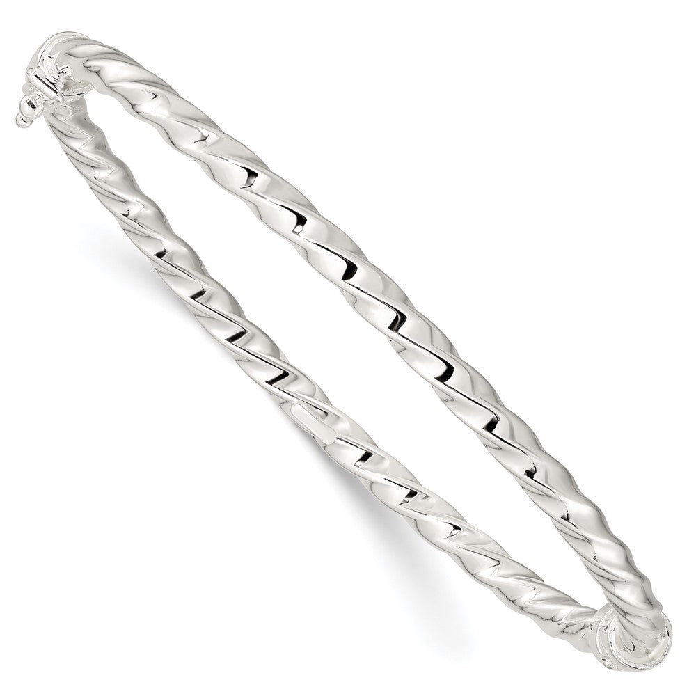 Sterling Silver Polished Twisted Hinged Bangle QB1430