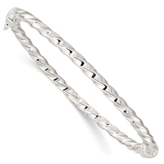 Sterling Silver Polished Twisted Hinged Bangle QB1430