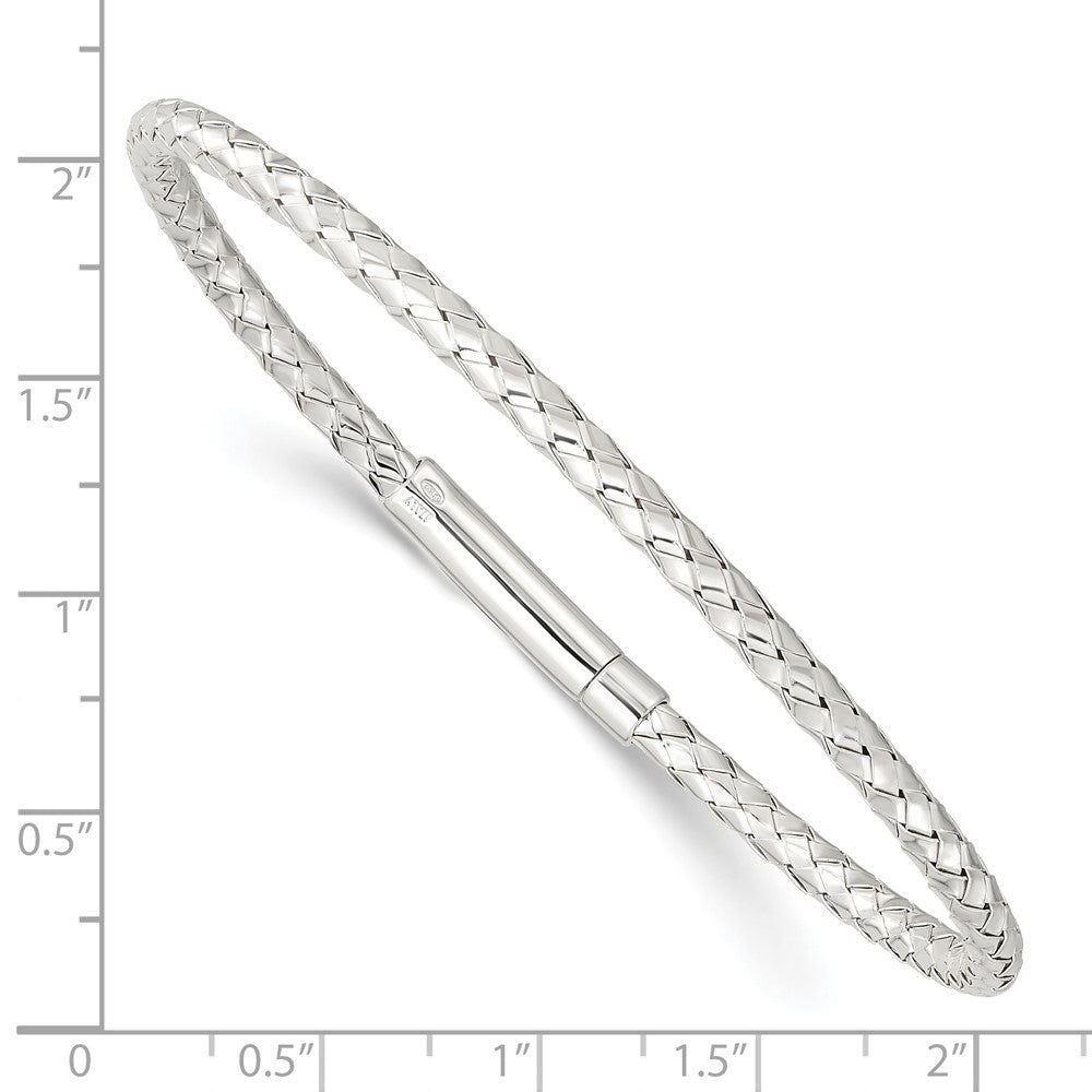 Sterling Silver Polished Flexible Weaved Bangle Bracelet QB1433