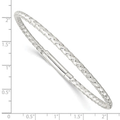 Sterling Silver Polished Flexible Weaved Bangle Bracelet QB1433