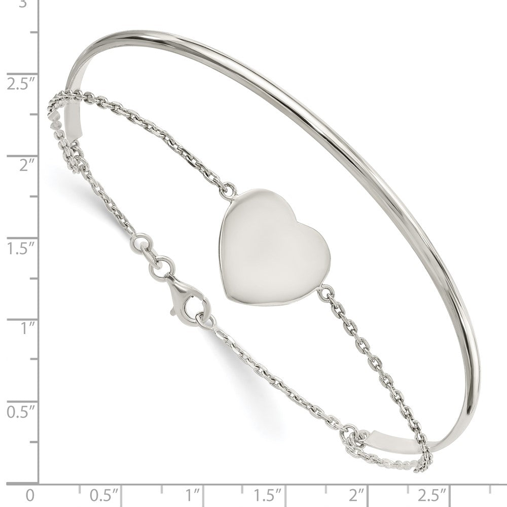 Sterling Silver Polished Heart Bracelet/Bangle QB1436