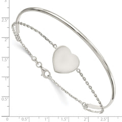 Sterling Silver Polished Heart Bracelet/Bangle QB1436