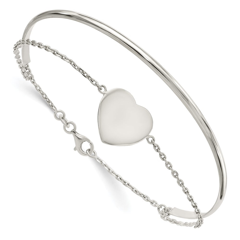 Sterling Silver Polished Heart Bracelet/Bangle QB1436