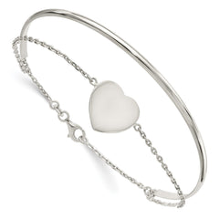 Sterling Silver Polished Heart Bracelet/Bangle QB1436