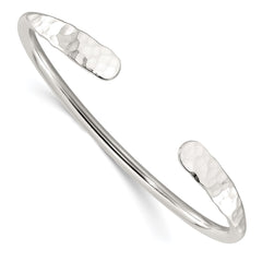 Sterling Silver Polished with Hammered Ends Cuff Bangle QB1450