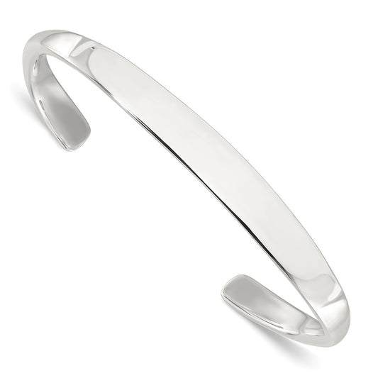 Sterling Silver Polished Step Flat Cuff Bangle QB1455