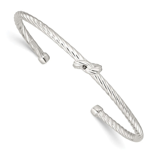 Sterling Silver Twisted Knot Cuff Bangle QB1462