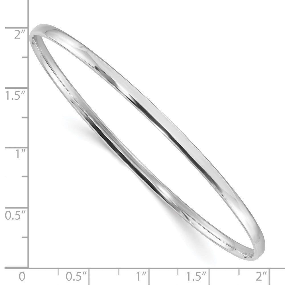 Sterling Silver Rhodium-plated Polished 3.00mm Slip on Bangle QB1472