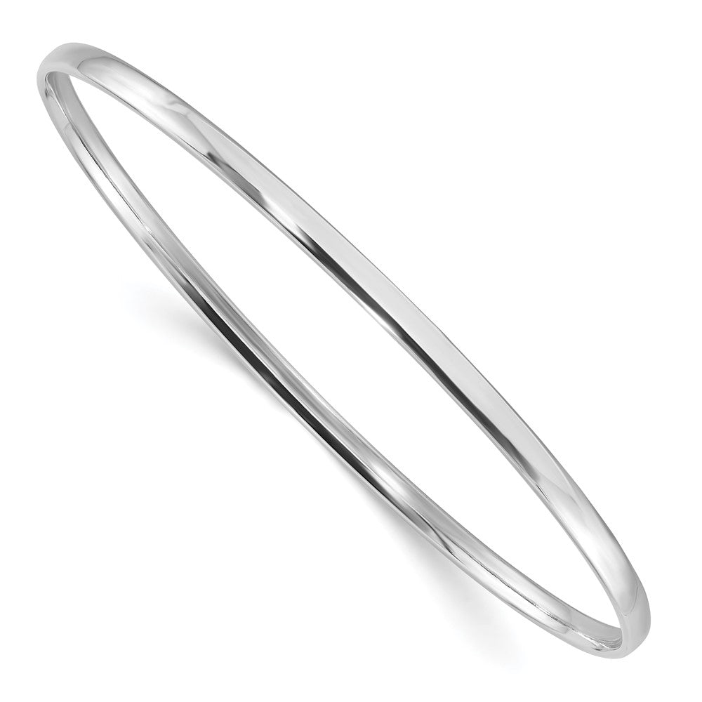 Sterling Silver Rhodium-plated Polished 3.00mm Slip on Bangle QB1472
