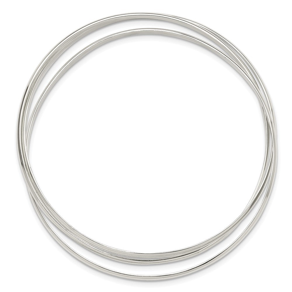 Sterling Silver Polished Triple Intertwined Slip On Bangle QB1474