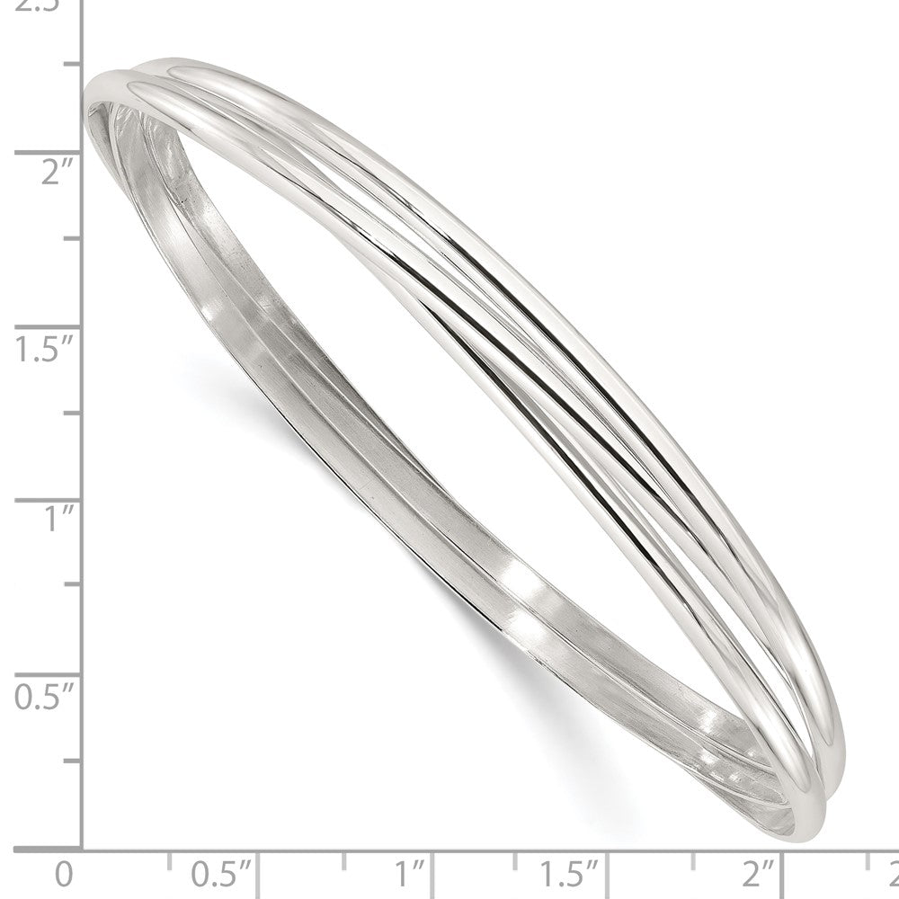Sterling Silver Polished Triple Intertwined Slip On Bangle QB1474