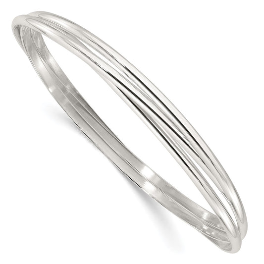 Sterling Silver Polished Triple Intertwined Slip On Bangle QB1474