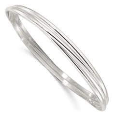 Sterling Silver Polished Triple Intertwined Slip On Bangle QB1474