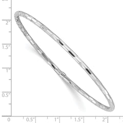 Sterling Silver Rhodium-plated Polished & Diamond-cut Slip On Bangle QB1480