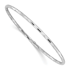 Sterling Silver Rhodium-plated Polished & Diamond-cut Slip On Bangle QB1480