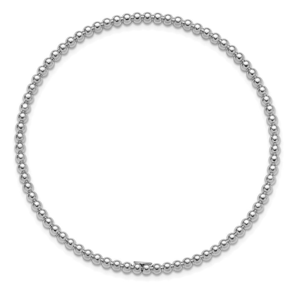 Sterling Silver Rhodium-plated Polished Beaded Slip-On Bangle QB1482