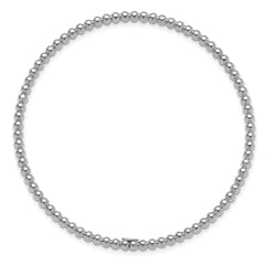Sterling Silver Rhodium-plated Polished Beaded Slip-On Bangle QB1482
