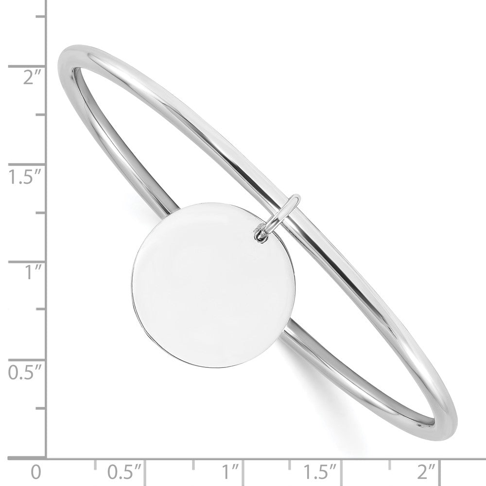 Sterling Silver Rhodium-plated w/Disc Dangle Slip on Bangle QB1483