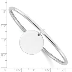 Sterling Silver Rhodium-plated w/Disc Dangle Slip on Bangle QB1483